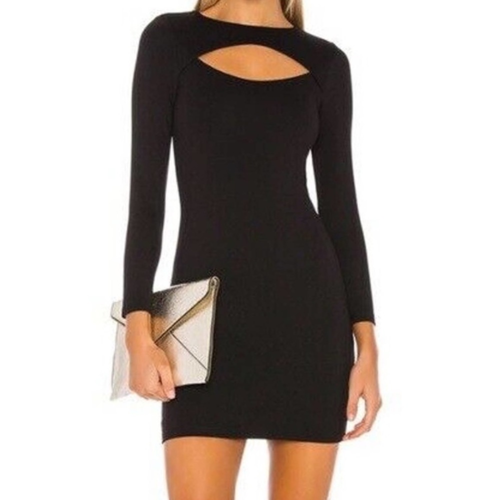 Lovers + Friends black long sleeve cutout bodycon mini dress, size small